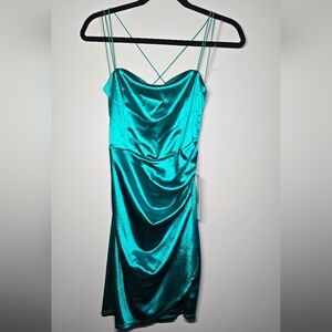 Sleek Green Satin Dress